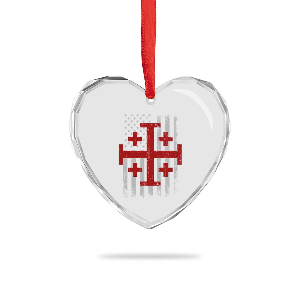 Catholic Crusader Cross Heart Crystal Glass Ornament Knight Templar Patriotic American Flag TS10 Print Your Wear