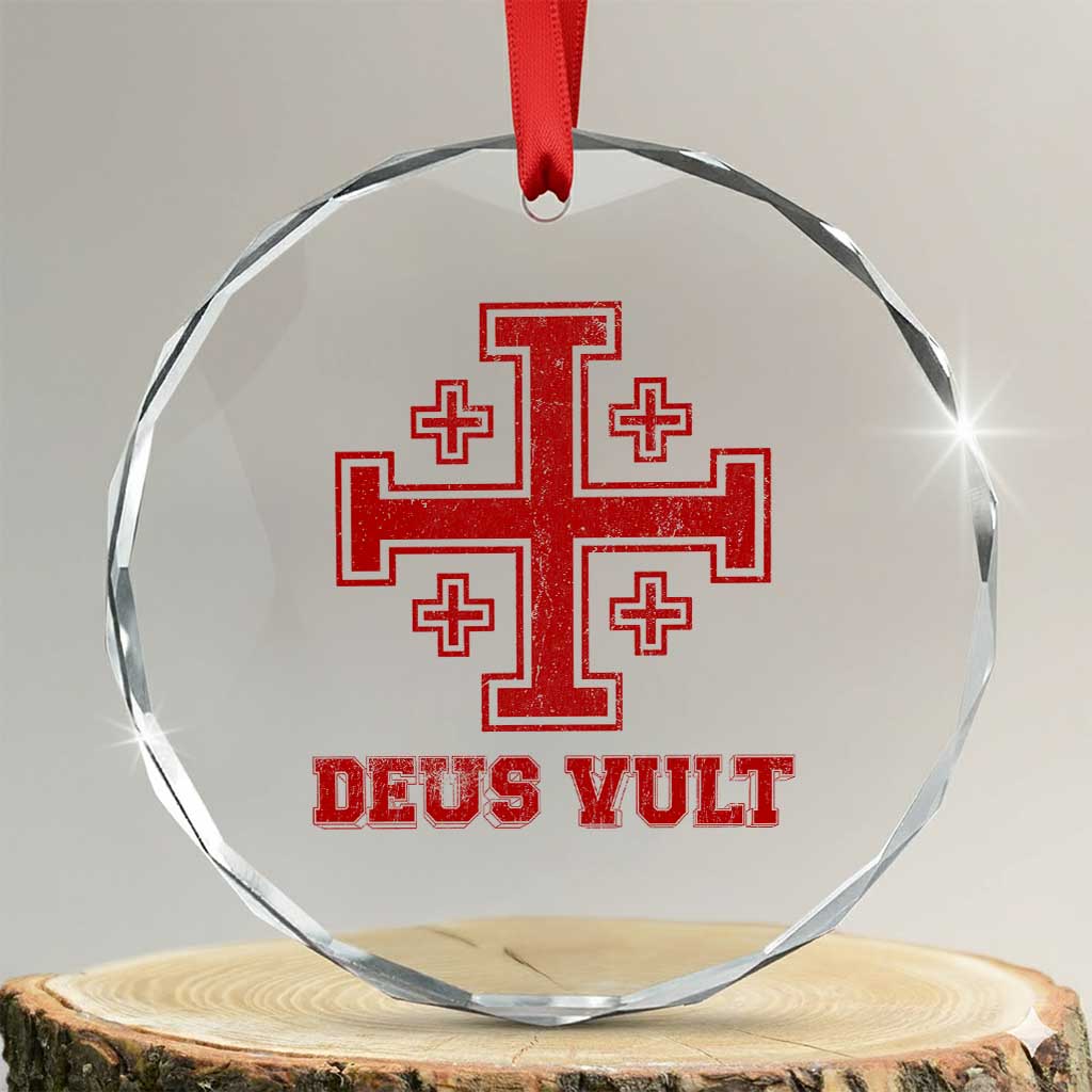 Catholic Knight Templar Crusader Cross Crystal Glass Ornament TS10 Transparent Glass 3'' Circle Print Your Wear