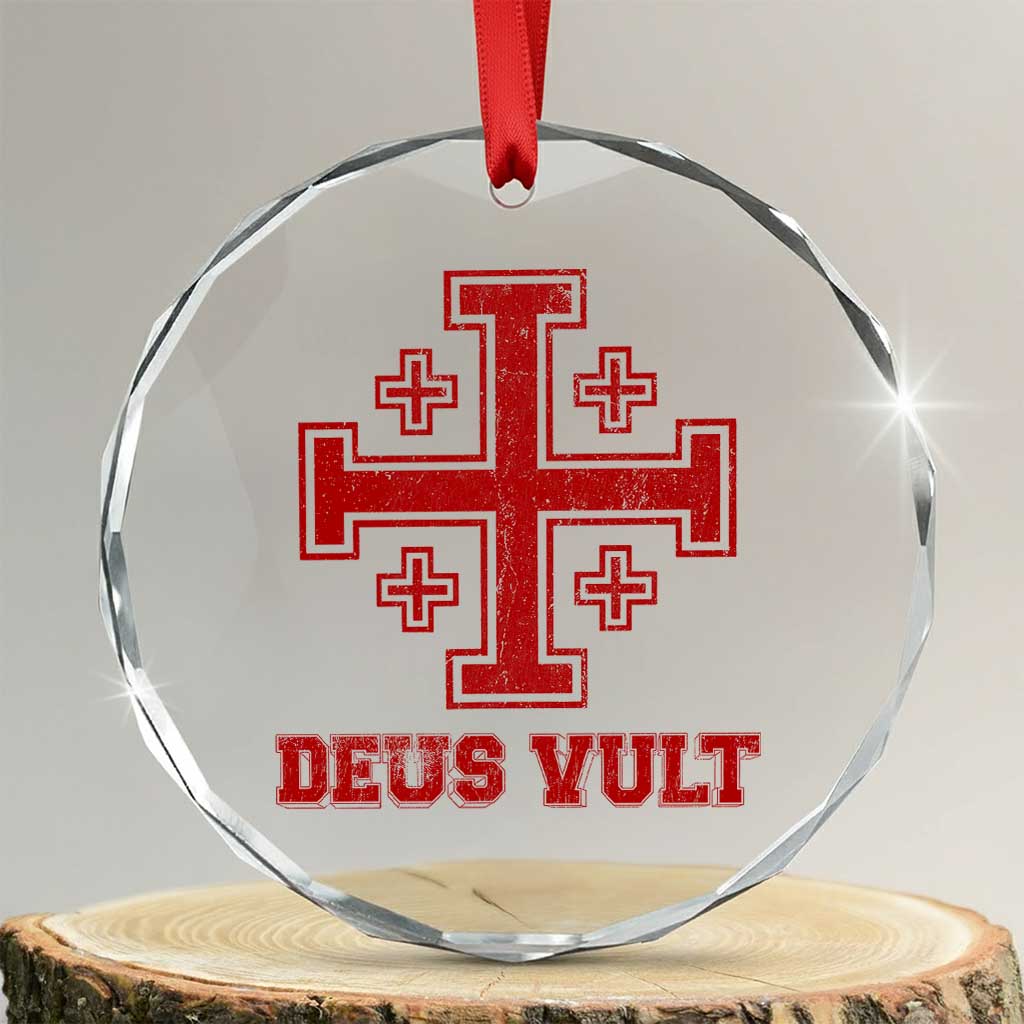Catholic Knight Templar Crusader Cross Crystal Glass Ornament TS10 Transparent Glass 3'' Circle Print Your Wear