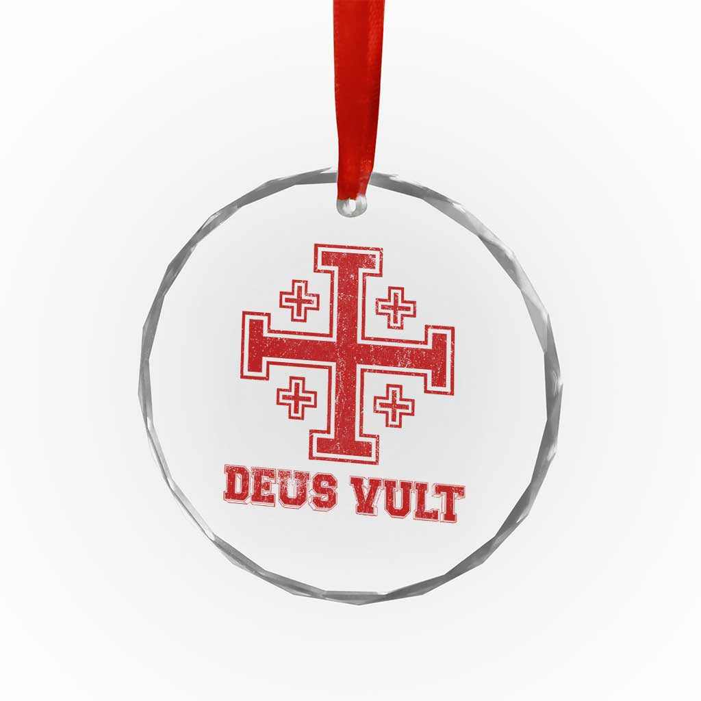 Catholic Knight Templar Crusader Cross Crystal Glass Ornament TS10 Transparent Glass 3'' Circle Print Your Wear