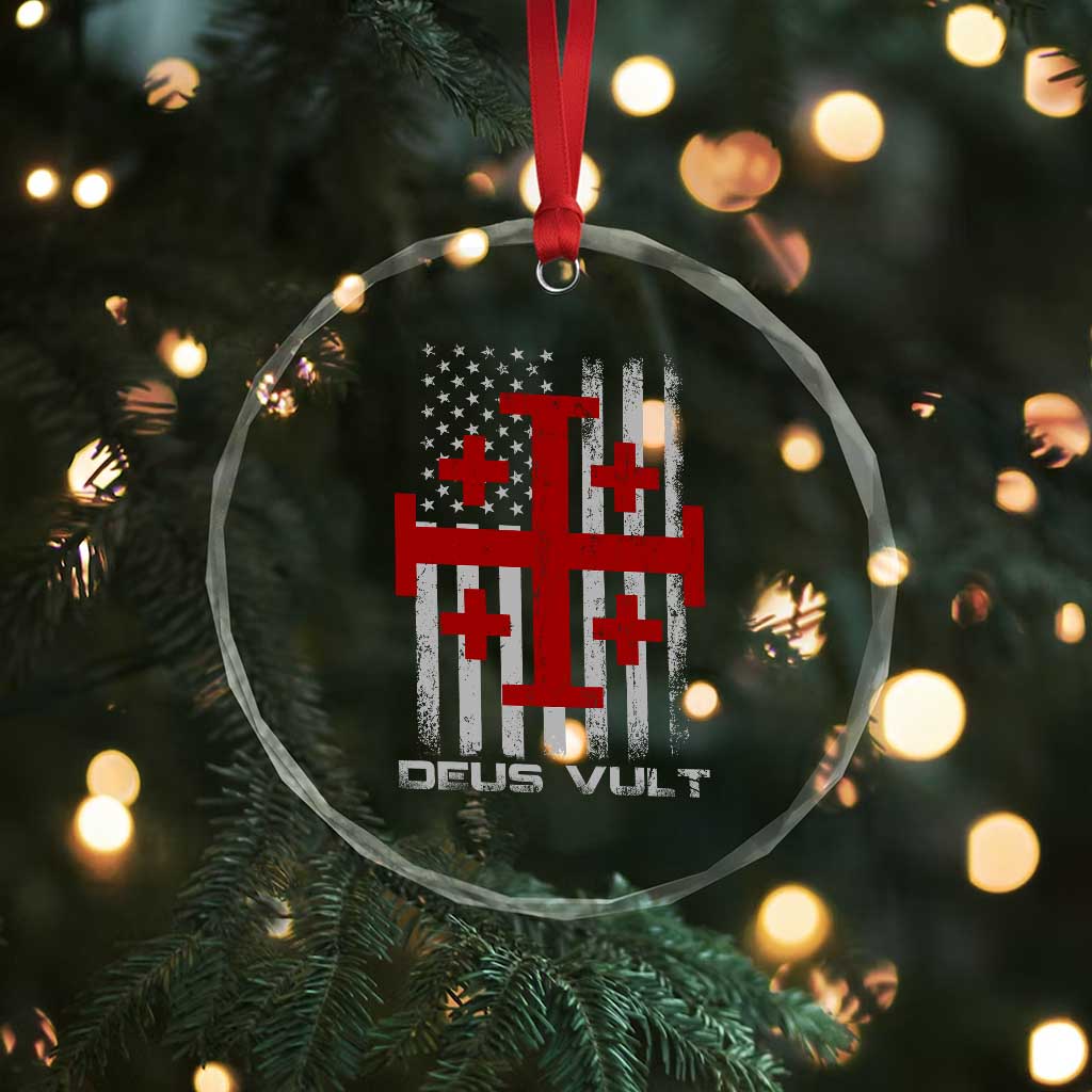 Catholic Knight Templar Crusader Cross Crystal Glass Ornament Knight Templar Patriotic American Flag TS10 Print Your Wear