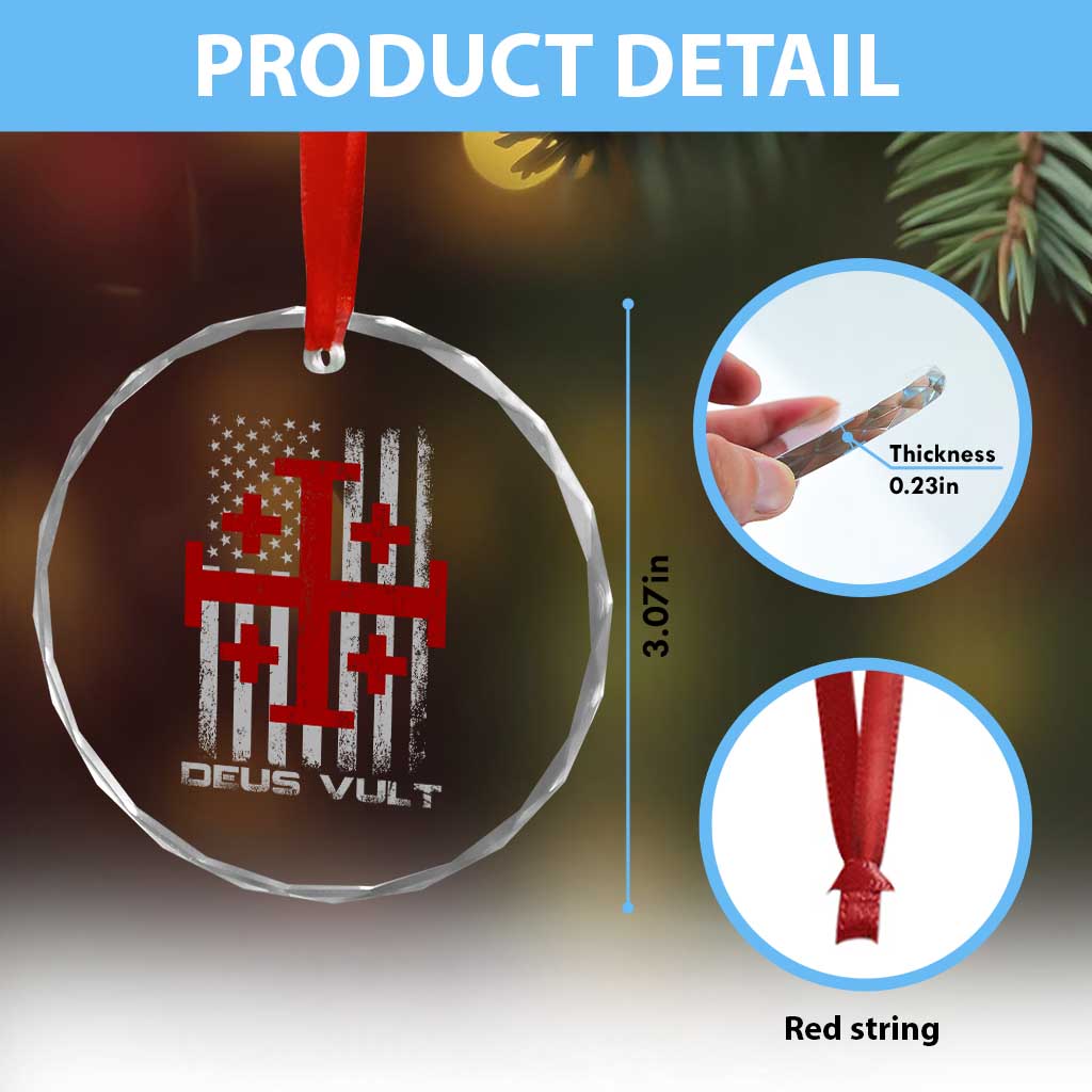 Catholic Knight Templar Crusader Cross Crystal Glass Ornament Knight Templar Patriotic American Flag TS10 Print Your Wear