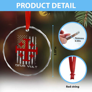 Catholic Knight Templar Crusader Cross Crystal Glass Ornament Knight Templar Patriotic American Flag TS10 Print Your Wear