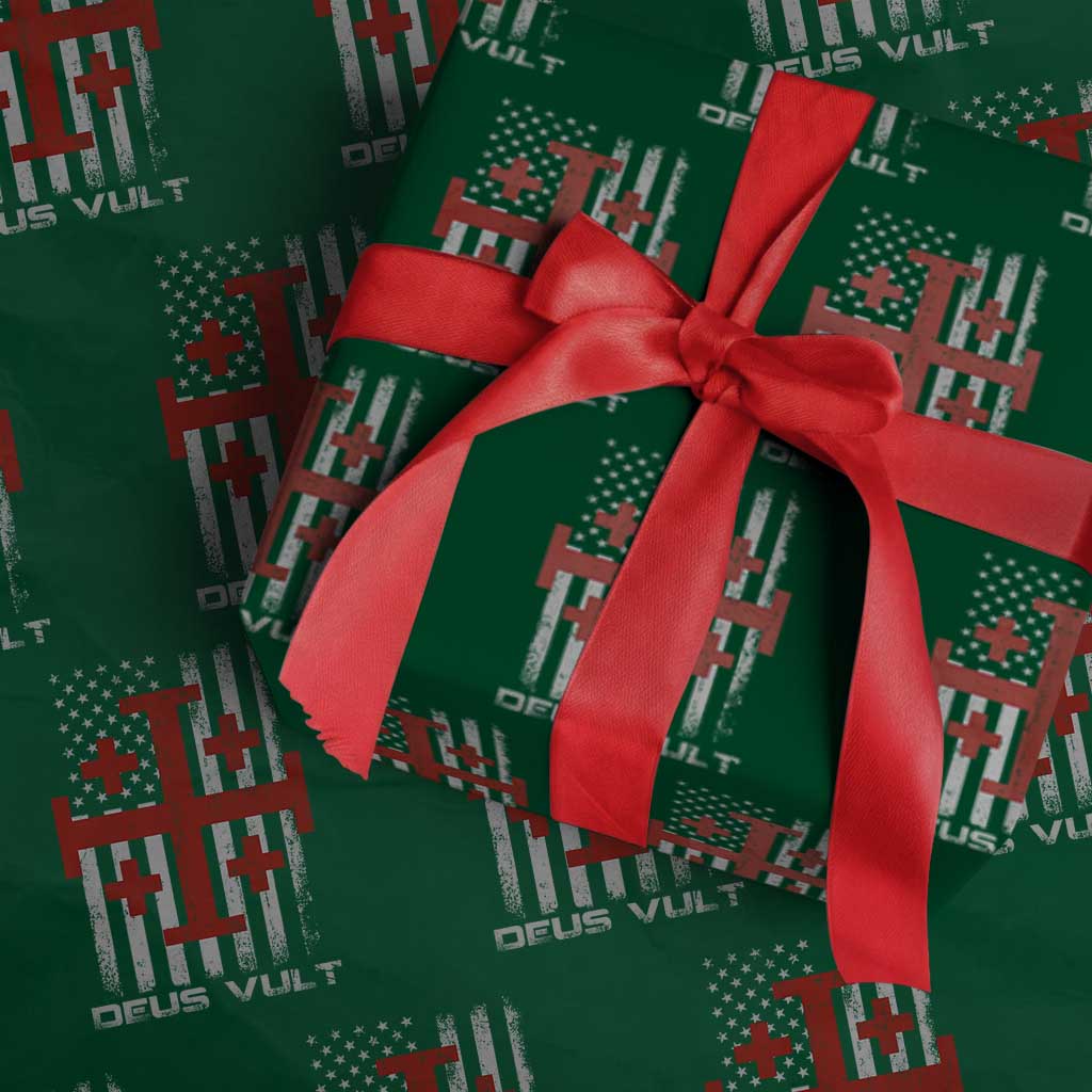 Catholic Knight Templar Crusader Cross Wrapping Paper Roll Knight Templar Patriotic American Flag TS10 Green Print Your Wear