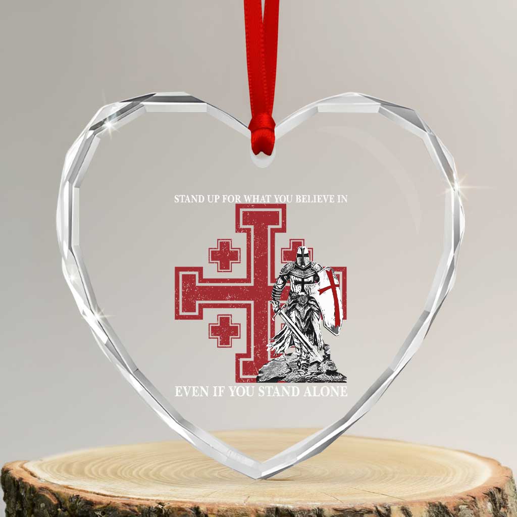 Catholic Knight Templar Crusader Cross Heart Crystal Glass Ornament Kingdom Of Jerusalem TS10 Transparent Glass 3'' Heart Print Your Wear