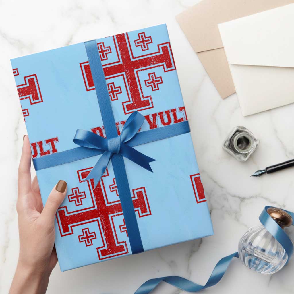 Catholic Knight Templar Crusader Cross Wrapping Paper Roll TS10 Light Blue Print Your Wear