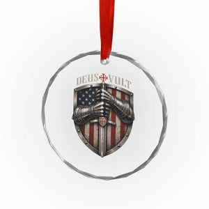 Catholic Knight Templar Crusader Crystal Glass Ornament Rertro Deus Vult American Flag