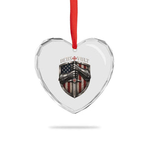 Catholic Knight Templar Crusader Heart Crystal Glass Ornament Rertro Deus Vult American Flag