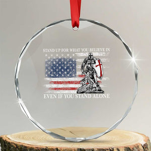 Catholic Knight Templar Crystal Glass Ornament American Flag Crusader Cross TS10 Transparent Glass 3'' Circle Print Your Wear