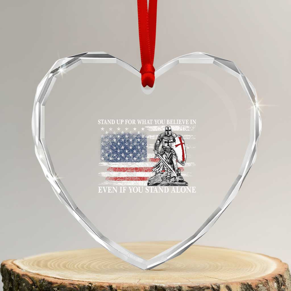 Catholic Knight Templar Heart Crystal Glass Ornament American Flag Crusader Cross TS10 Transparent Glass 3'' Heart Print Your Wear