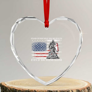 Catholic Knight Templar Heart Crystal Glass Ornament American Flag Crusader Cross TS10 Transparent Glass 3'' Heart Print Your Wear