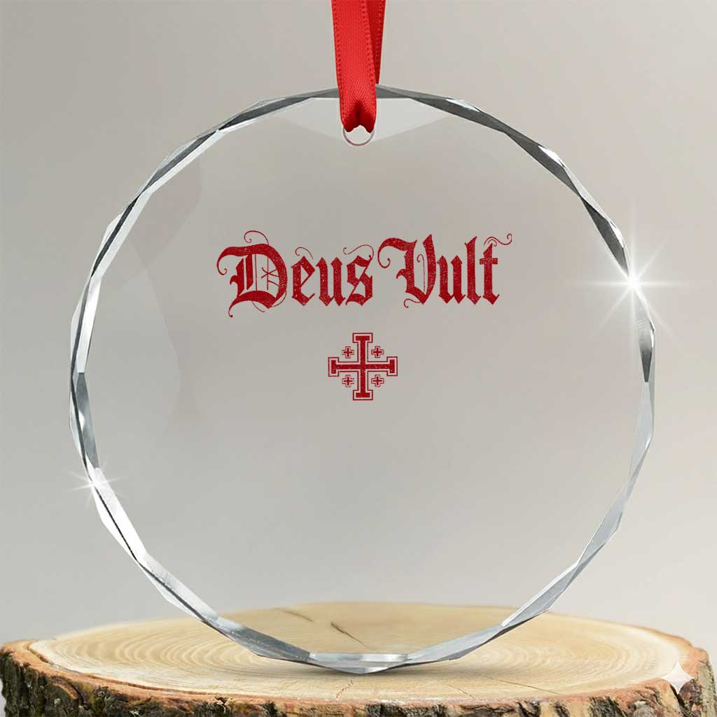 Catholic Knights Templar Cross Crystal Glass Ornament Crusader Deus Vult TS10 Transparent Glass 3'' Circle Print Your Wear