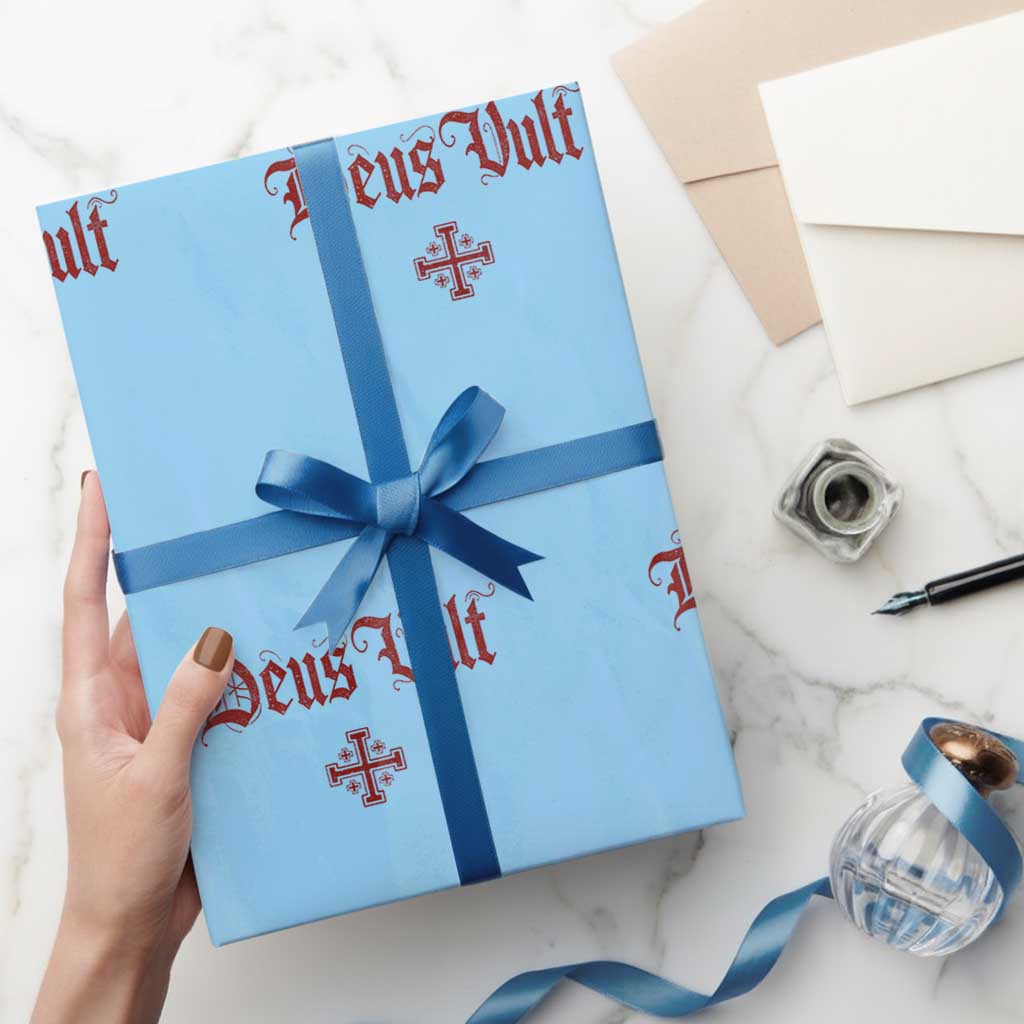 Catholic Knights Templar Cross Wrapping Paper Roll Crusader Deus Vult TS10 Light Blue Print Your Wear