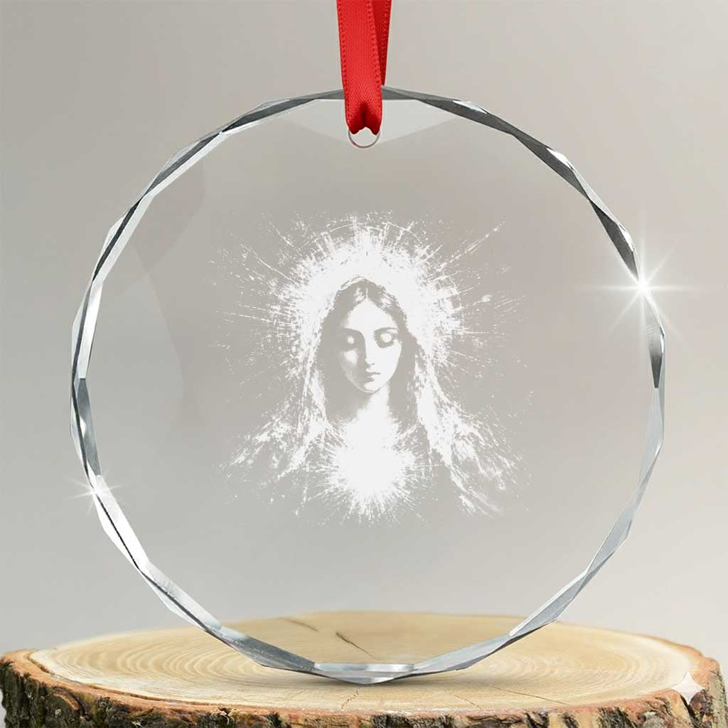 Catholic Virgin Mary Crystal Glass Ornament Vintage Marian Face Christian Our Lady TS10 Transparent Glass 3'' Circle Print Your Wear