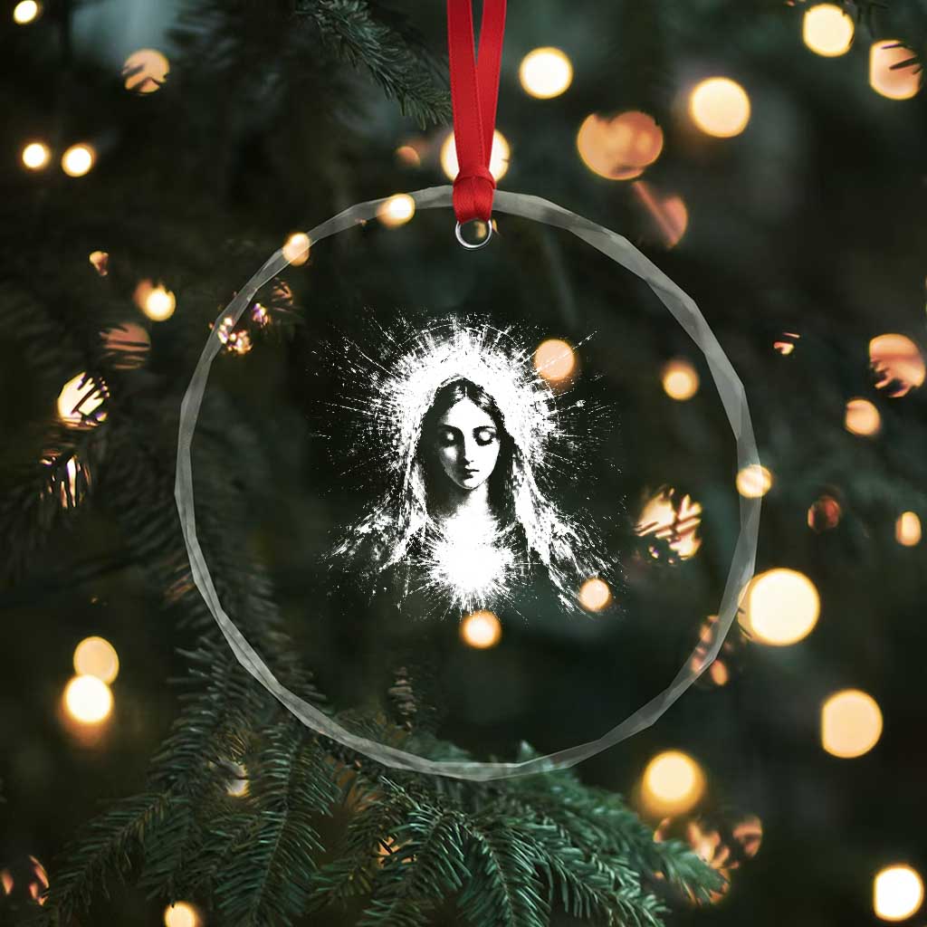 Catholic Virgin Mary Crystal Glass Ornament Vintage Marian Face Christian Our Lady TS10 Print Your Wear