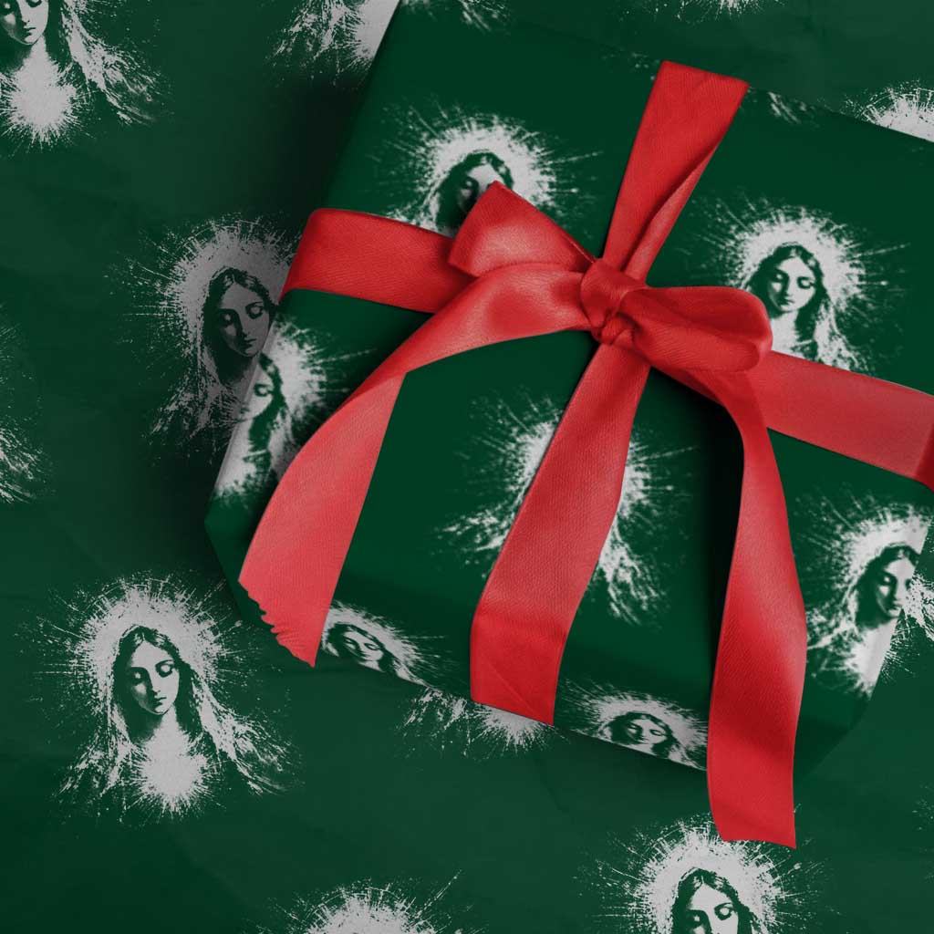 Catholic Virgin Mary Wrapping Paper Roll Vintage Marian Face Christian Our Lady TS10 Green Print Your Wear