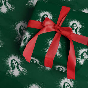 Catholic Virgin Mary Wrapping Paper Roll Vintage Marian Face Christian Our Lady TS10 Green Print Your Wear