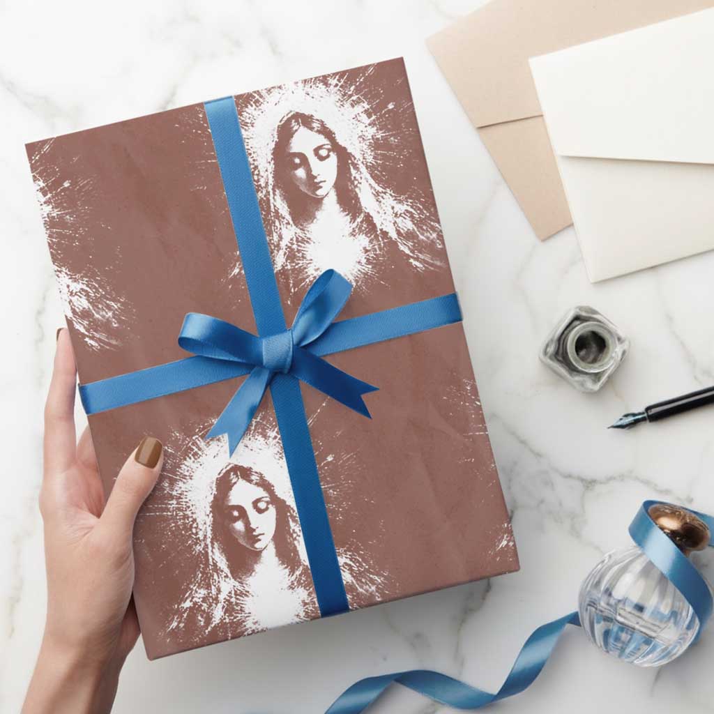 Catholic Virgin Mary Wrapping Paper Roll Vintage Marian Face Christian Our Lady TS10 Mocha Print Your Wear