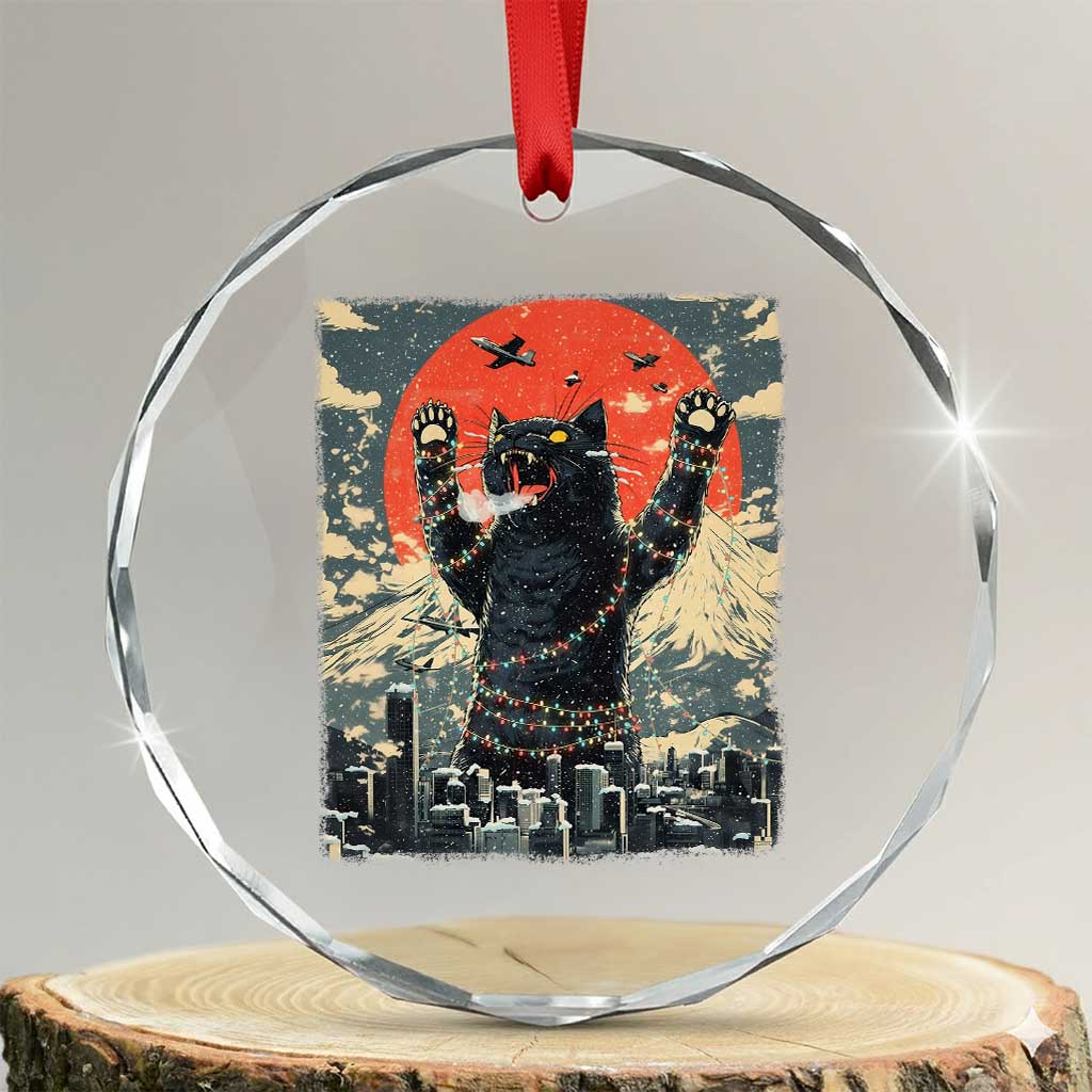Japanese Cat Christmas Crystal Glass Ornament Funny Kitten Kitty Cat Lover TS14 Transparent Glass 3'' Circle Print Your Wear