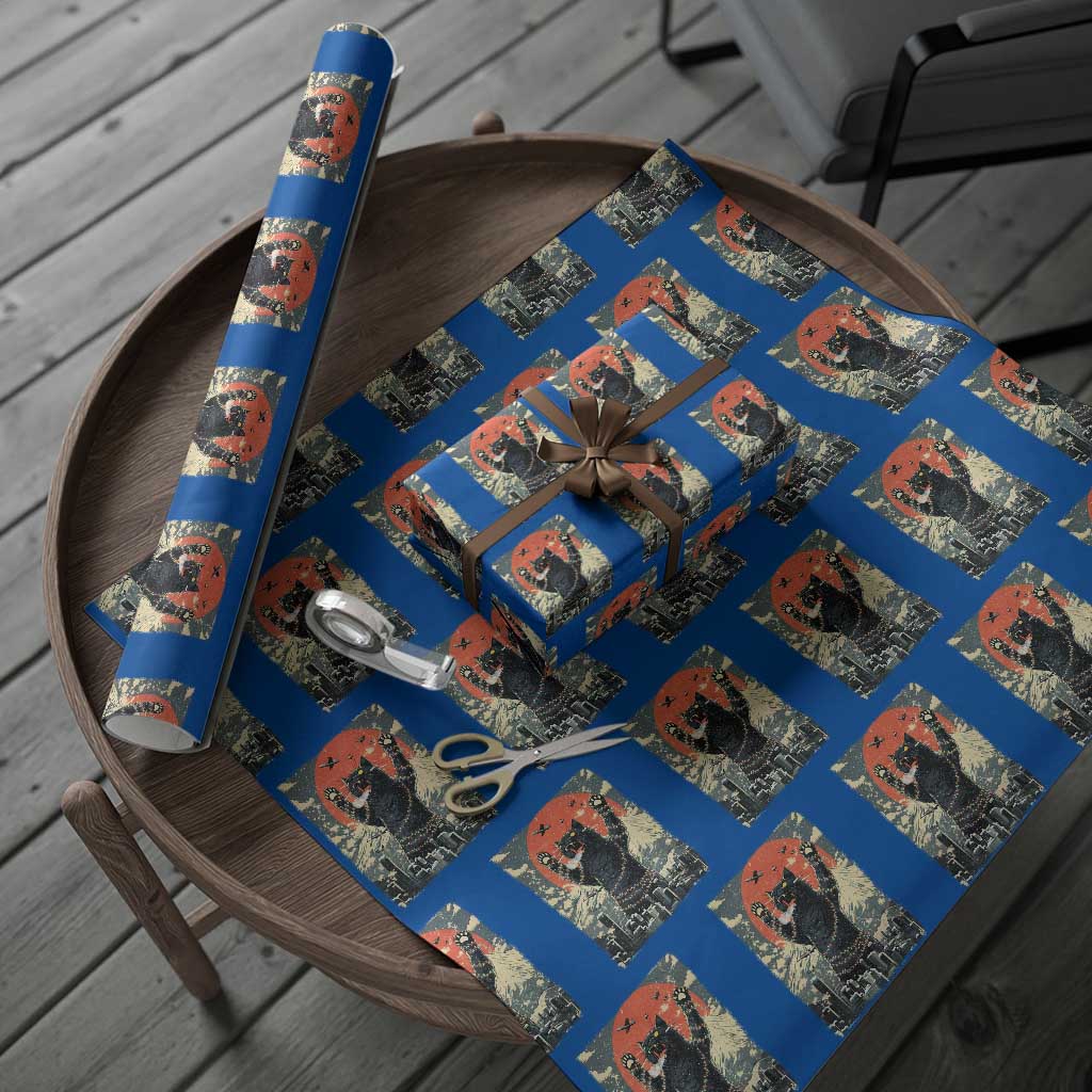 Japanese Cat Christmas Wrapping Paper Roll Funny Kitten Kitty Cat Lover TS14 Blue Print Your Wear