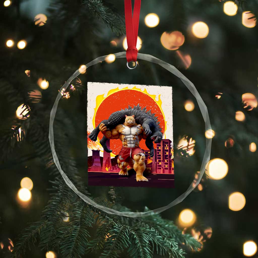 Japanese Kaiju Cat Cityscape Meme Crystal Glass Ornament TS14 Print Your Wear