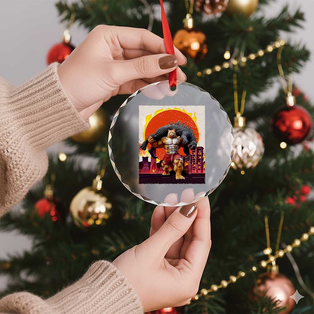 Japanese Kaiju Cat Cityscape Meme Crystal Glass Ornament TS14 Print Your Wear
