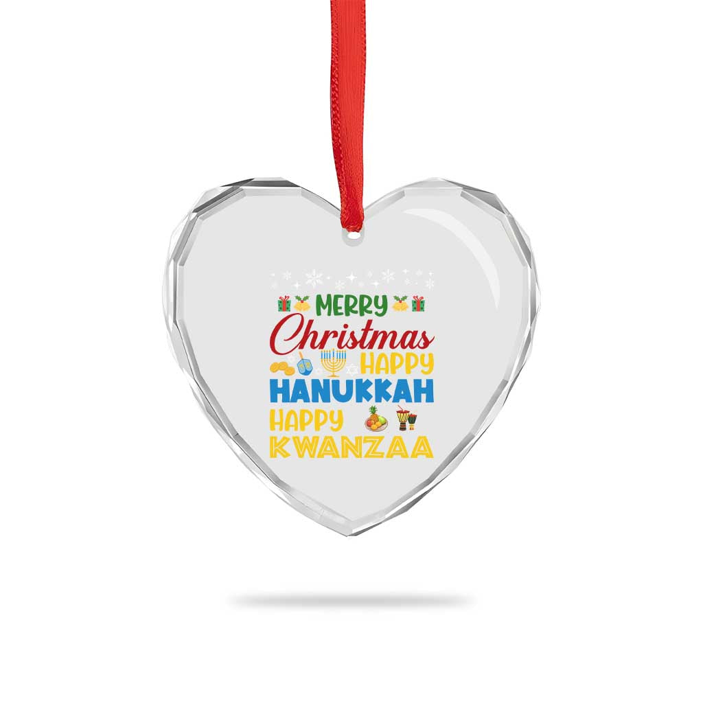 Celebrate All Holidays Merry Christmas Hanukkah Kwanzaa Gift Heart Crystal Glass Ornament TS12 Print Your Wear