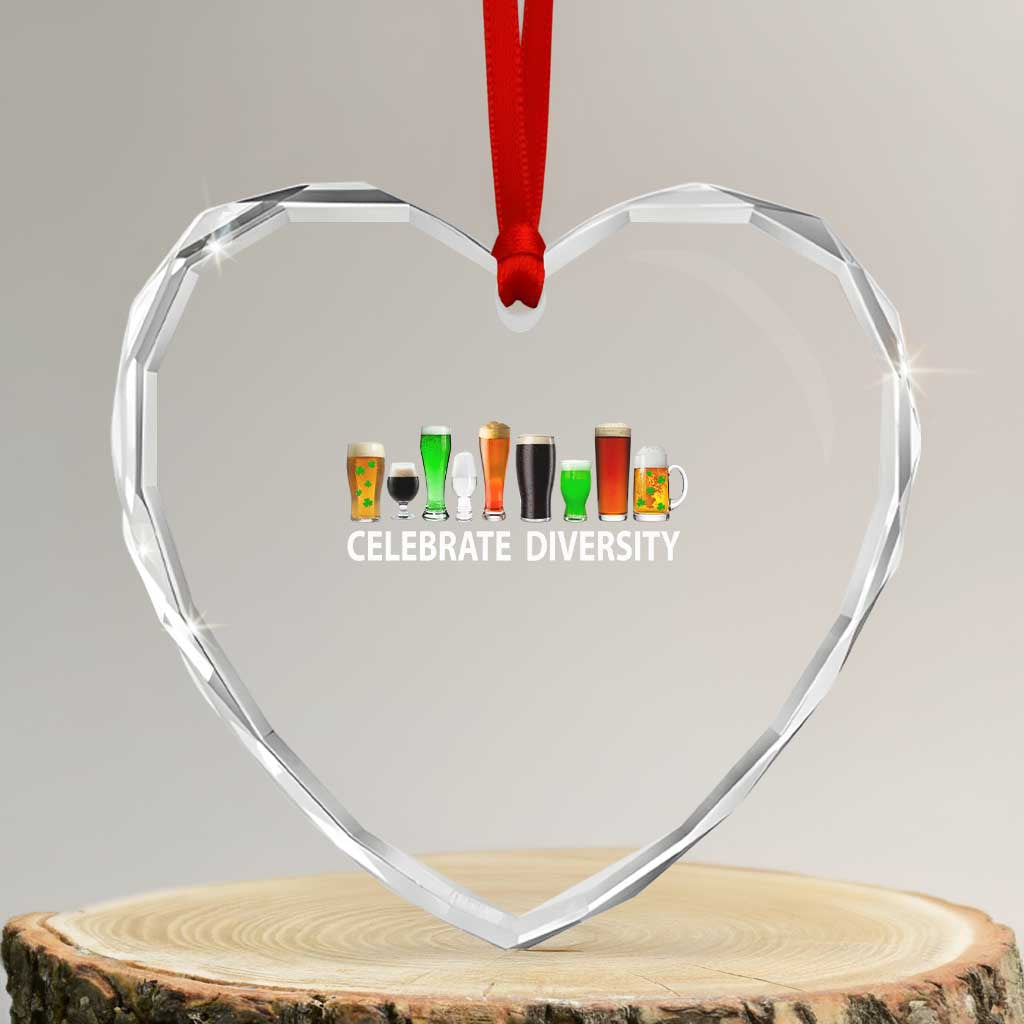 Celebrate Diversity St Patricks Day Beer Drinking Heart Crystal Glass Ornament TS11 Transparent Glass 3'' Heart Print Your Wear