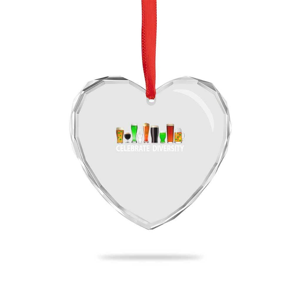 Celebrate Diversity St Patricks Day Beer Drinking Heart Crystal Glass Ornament TS11 Print Your Wear