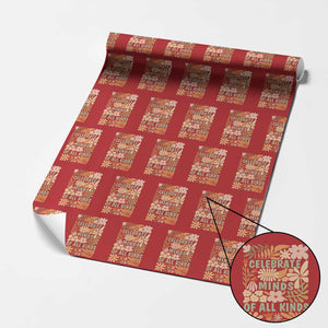 Celebrate Minds Of All Kinds Wrapping Paper Roll Autism Awareness Inspirational Quote Flowers TS11 Red Print Your Wear