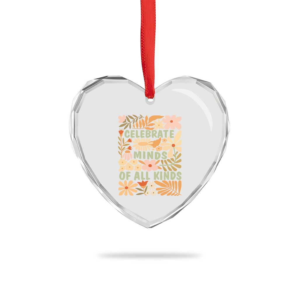 Celebrate Minds Of All Kinds Heart Crystal Glass Ornament Autism Awareness Inspirational Quote Flowers TS11 Print Your Wear