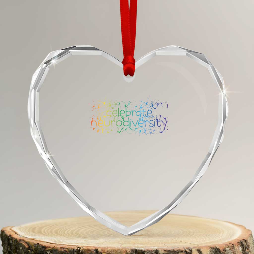 Celebrate Neurodiversity Heart Crystal Glass Ornament Autism Awareness ASD ADHD Mental Health TS11 Transparent Glass 3'' Heart Print Your Wear