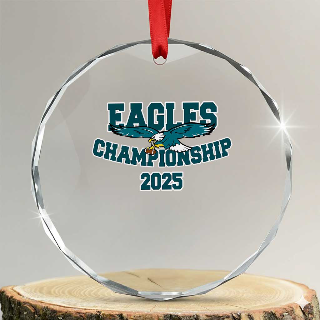 Celebrated Eagles Crystal Glass Ornament Championship 2025 TS02 Transparent Glass 3'' Circle Print Your Wear