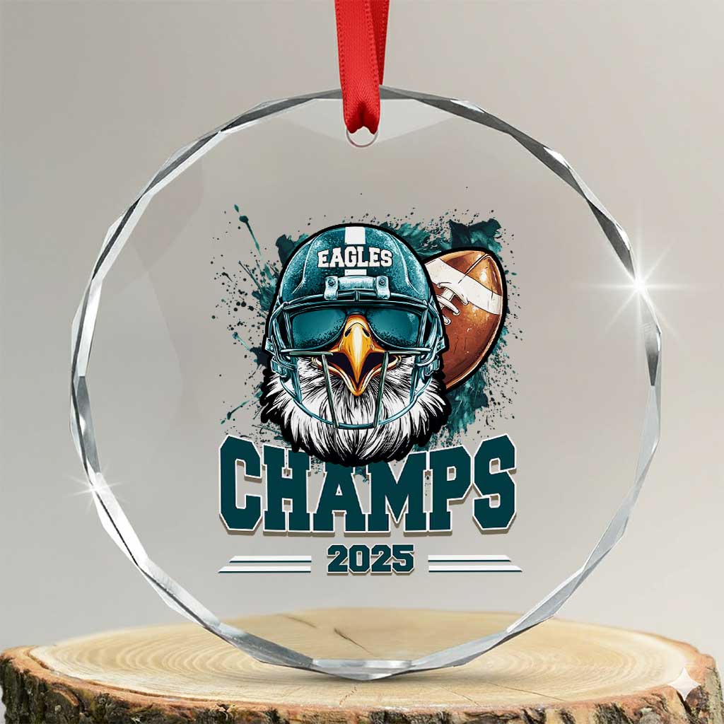 Celebrated Eagles Crystal Glass Ornament Championship 2025 Retro TS02 Transparent Glass 3'' Circle Print Your Wear