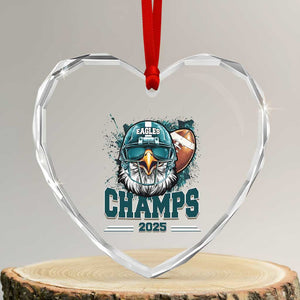 Celebrated Eagles Heart Crystal Glass Ornament Championship 2025 Retro TS02 Transparent Glass 3'' Heart Print Your Wear
