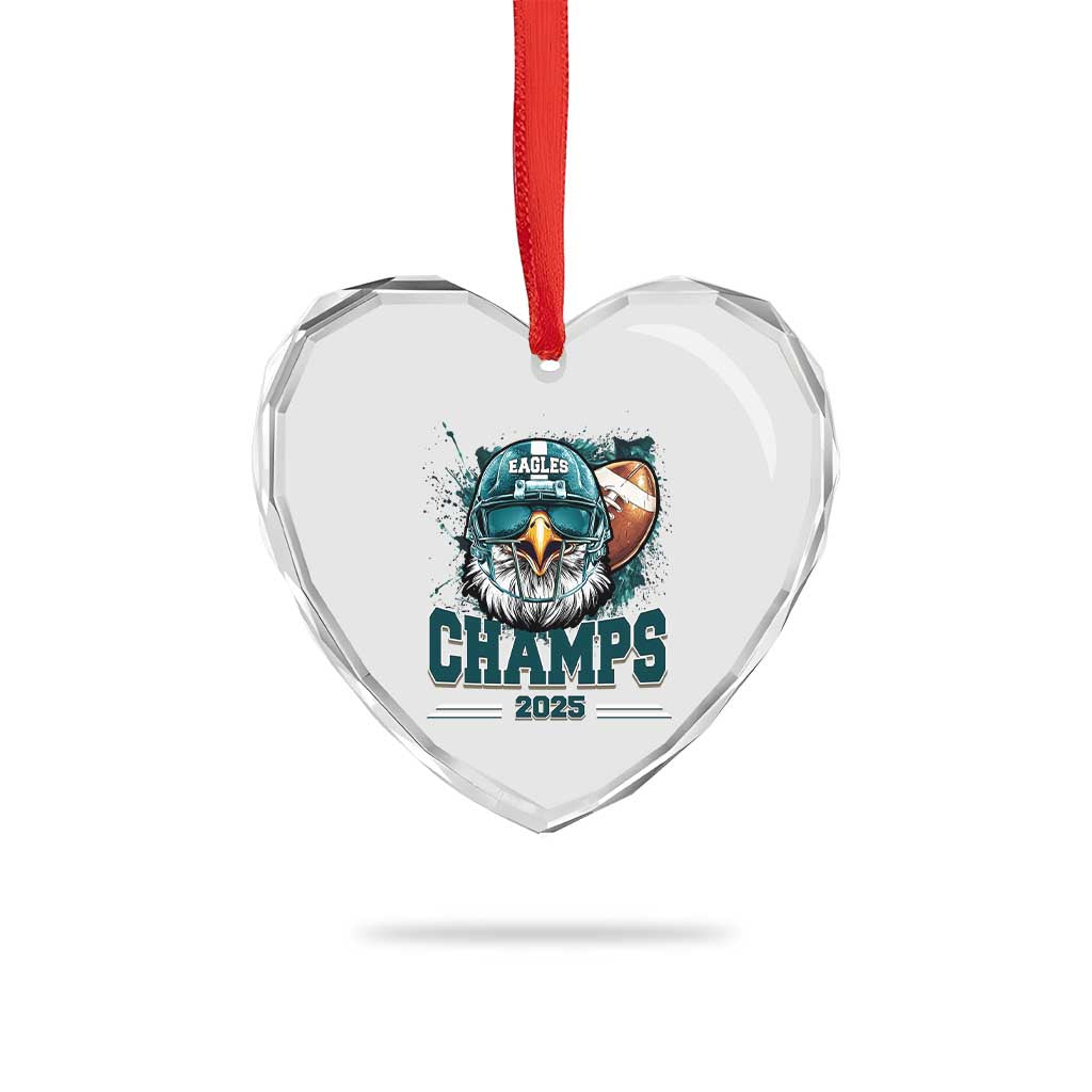 Celebrated Eagles Heart Crystal Glass Ornament Championship 2025 Retro TS02 Print Your Wear