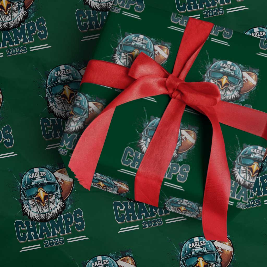 Celebrated Eagles Wrapping Paper Roll Championship 2025 Retro TS02 Green Print Your Wear