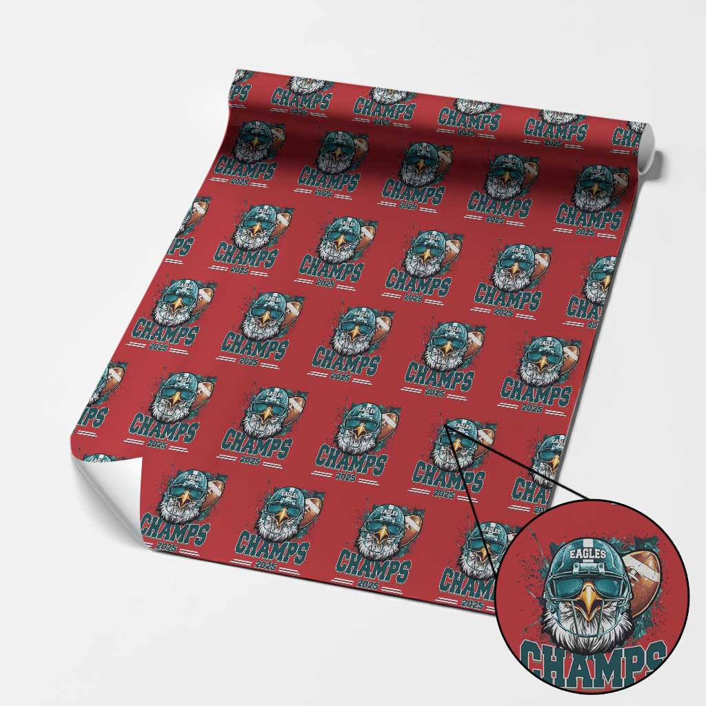 Celebrated Eagles Wrapping Paper Roll Championship 2025 Retro TS02 Red Print Your Wear