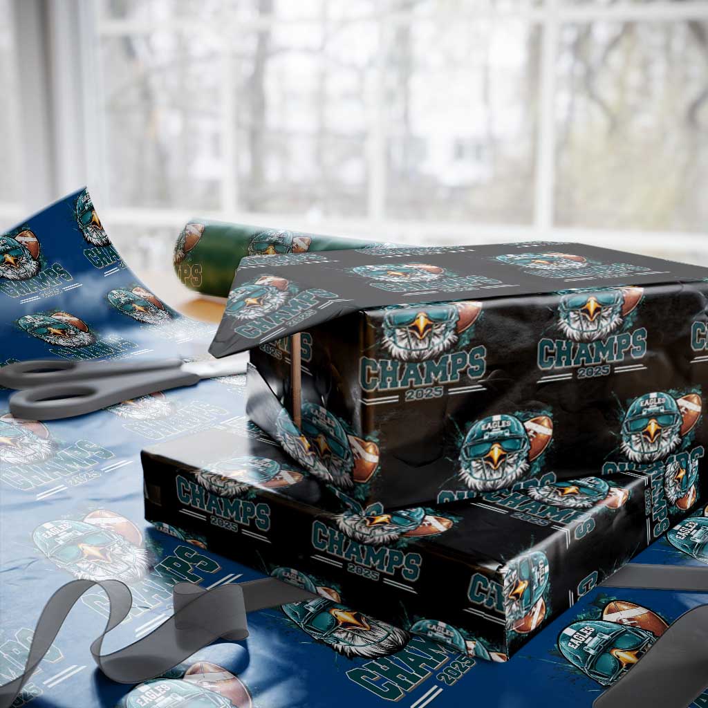 Celebrated Eagles Wrapping Paper Roll Championship 2025 Retro TS02 Black Print Your Wear