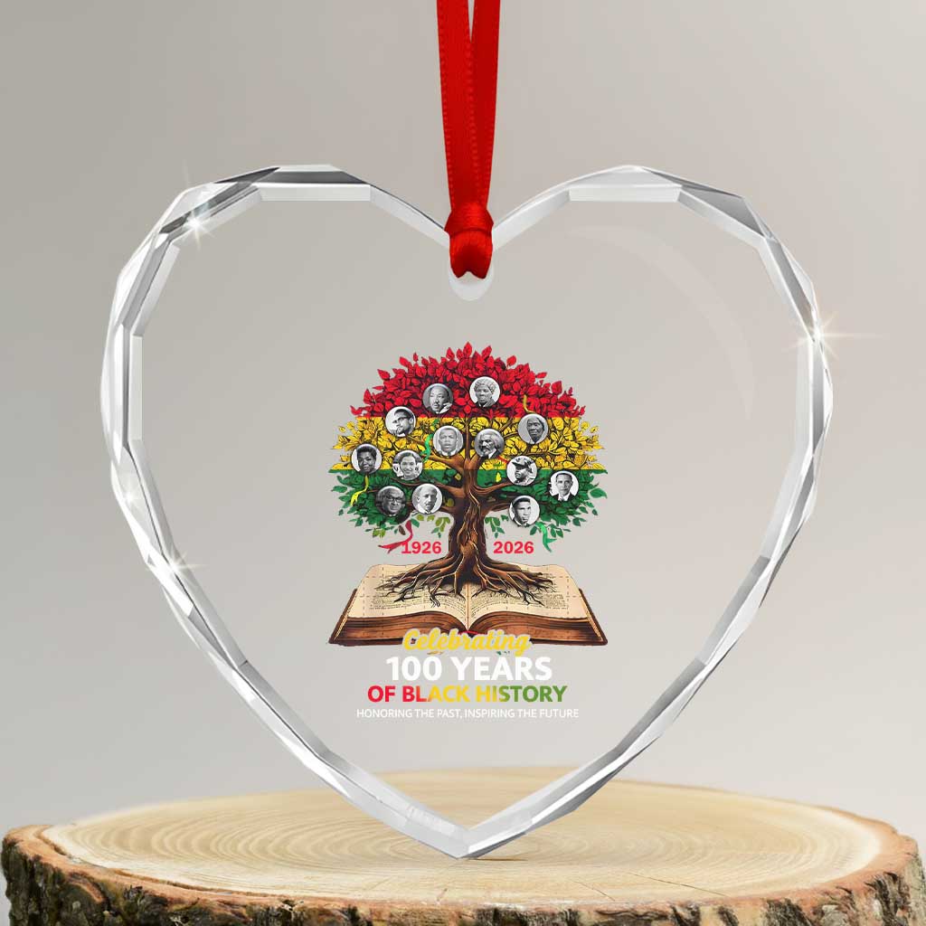 Celebrating 100 Years Of Black History Honoring The Past Inspiring The Future Heart Crystal Glass Ornament Black Leaders TS11 Transparent Glass 3'' Heart Print Your Wear