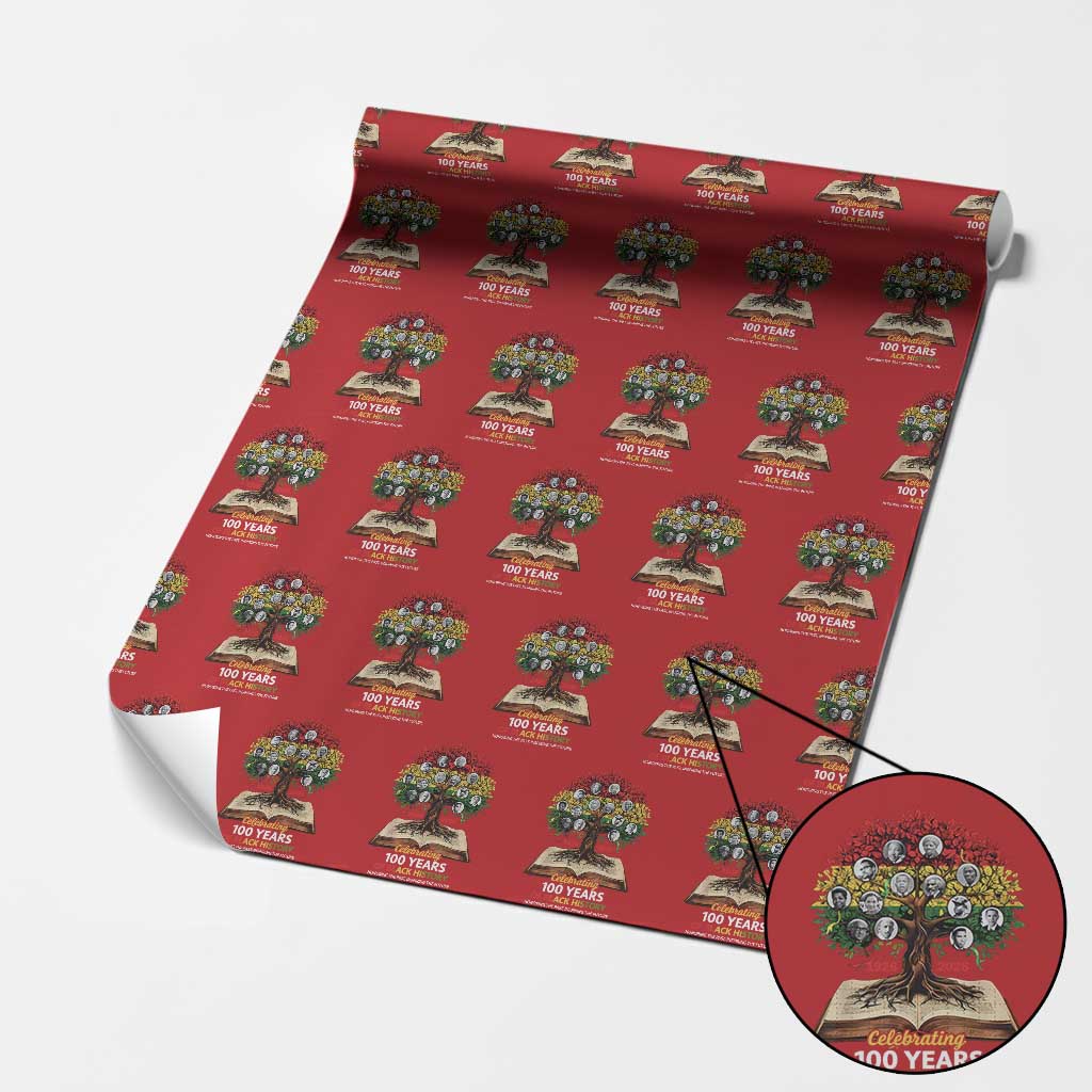 Celebrating 100 Years Of Black History Honoring The Past Inspiring The Future Wrapping Paper Roll Black Leaders TS11 Red Print Your Wear