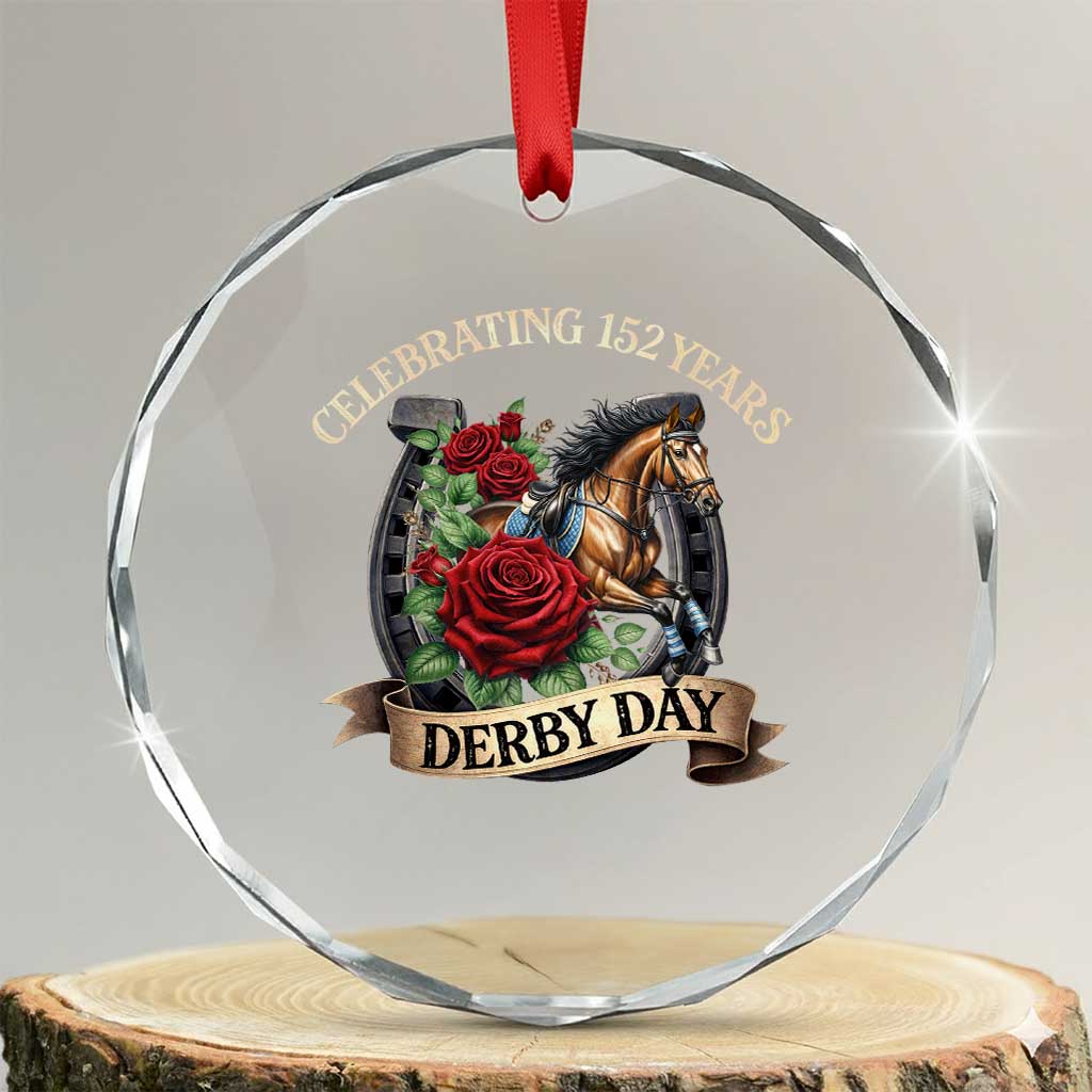 Celebrating 152 Years Derby Day Crystal Glass Ornament Vintage Horse Racing Roses TS11 Transparent Glass 3'' Circle Print Your Wear