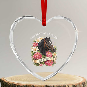 Celebrating 152 Years Derby Day Floral Heart Crystal Glass Ornament Horse Racing Pink Peony White Lily Equestrian 152nd Anniversary TS02 Transparent Glass 3'' Heart Print Your Wear