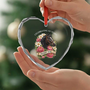 Celebrating 152 Years Derby Day Floral Heart Crystal Glass Ornament Horse Racing Pink Peony White Lily Equestrian 152nd Anniversary TS02 Print Your Wear