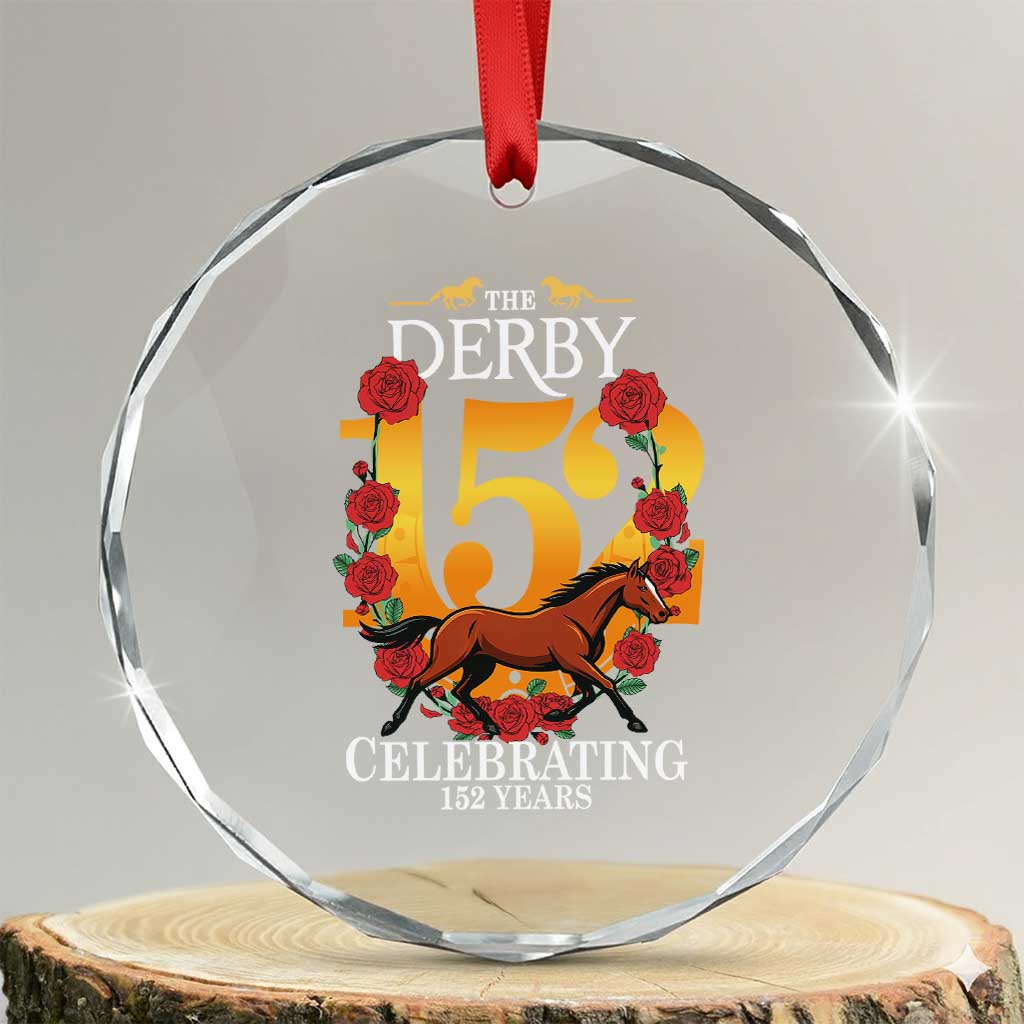 Celebrating 152 Years Horse Racing Anniversary Horseshoe Graphic Crystal Glass Ornament Elegant Run Lucky Charm Floral 152nd Anniversary TS02 Transparent Glass 3'' Circle Print Your Wear