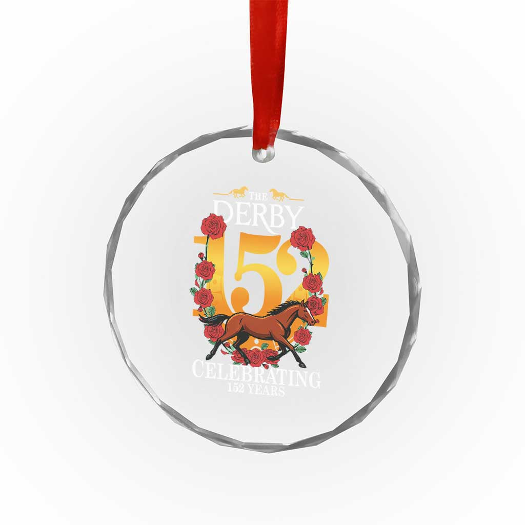 Celebrating 152 Years Horse Racing Anniversary Horseshoe Graphic Crystal Glass Ornament Elegant Run Lucky Charm Floral 152nd Anniversary TS02 Print Your Wear