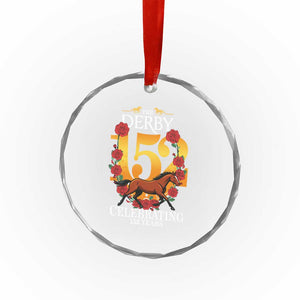 Celebrating 152 Years Horse Racing Anniversary Horseshoe Graphic Crystal Glass Ornament Elegant Run Lucky Charm Floral 152nd Anniversary TS02 Print Your Wear