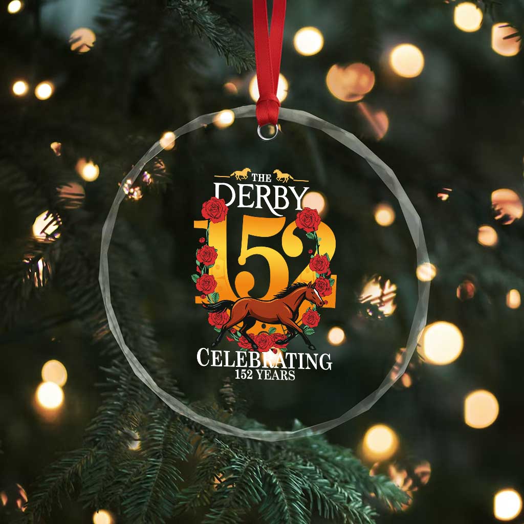 Celebrating 152 Years Horse Racing Anniversary Horseshoe Graphic Crystal Glass Ornament Elegant Run Lucky Charm Floral 152nd Anniversary TS02 Print Your Wear