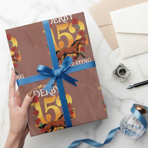 Celebrating 152 Years Horse Racing Anniversary Horseshoe Graphic Wrapping Paper Roll Elegant Run Lucky Charm Floral 152nd Anniversary TS02 Mocha Print Your Wear