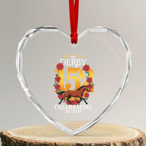 Celebrating 152 Years Horse Racing Anniversary Horseshoe Graphic Heart Crystal Glass Ornament Elegant Run Lucky Charm Floral 152nd Anniversary TS02 Transparent Glass 3'' Heart Print Your Wear